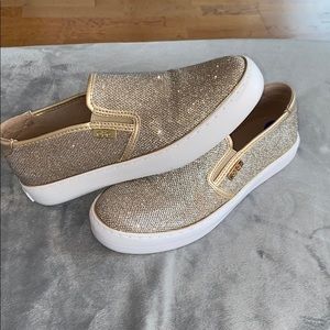 Gold Glitter slip on shoe